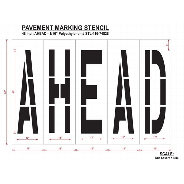 Pavement Stencil,Ahead,48 In