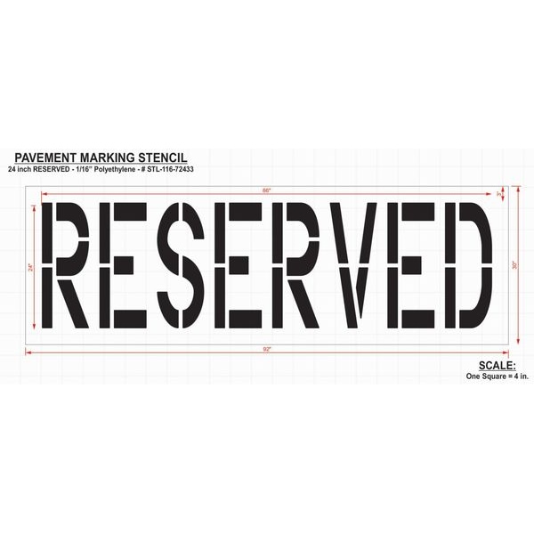 Pavement Stencil,Reserved,24 In