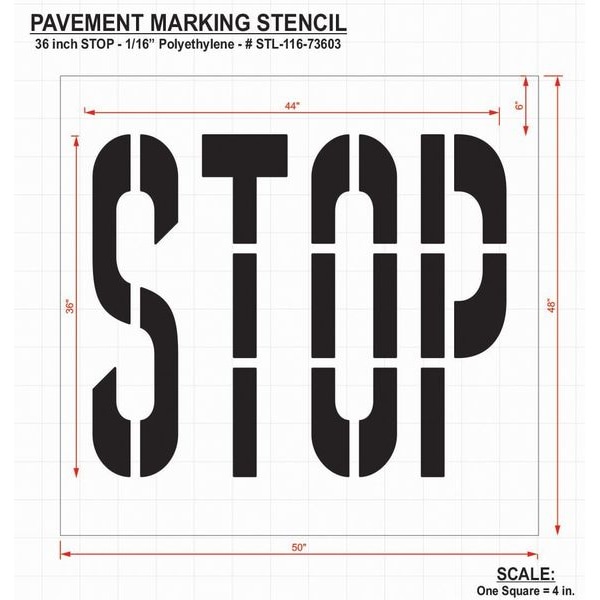 Pavement Stencil,Stop,36 In