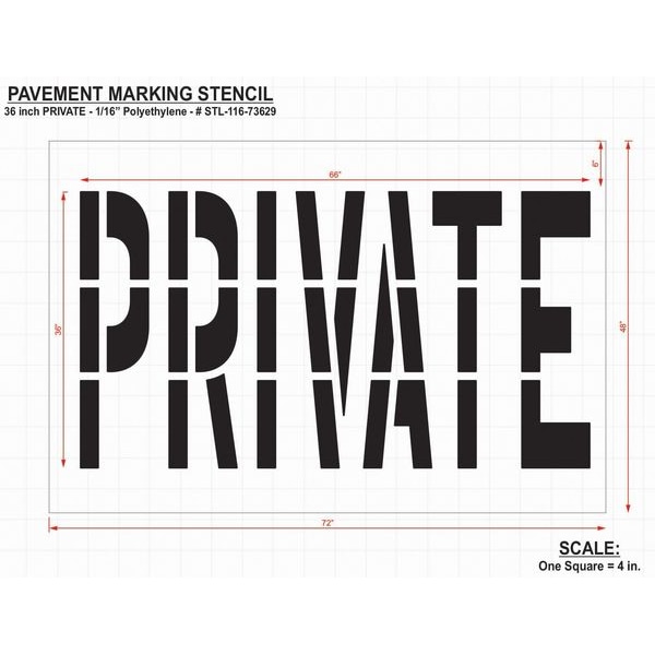 Pavement Stencil,Private,36 In