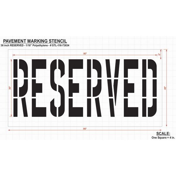 Pavement Stencil,Reserved,36 In