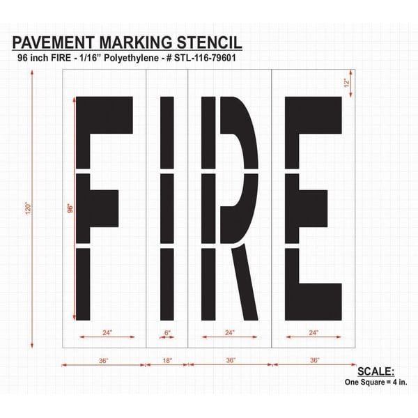 Pavement Stencil,Fire,96 In