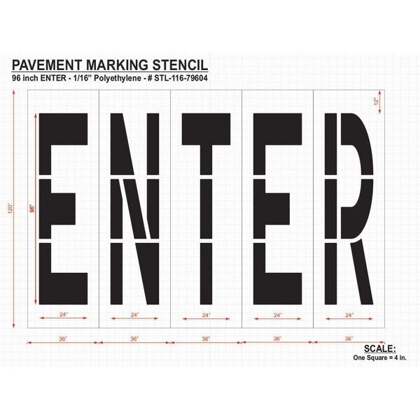 Pavement Stencil,Enter,96 In