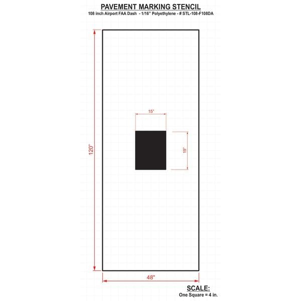 Airport Pavement Stencil,Dash,19 In