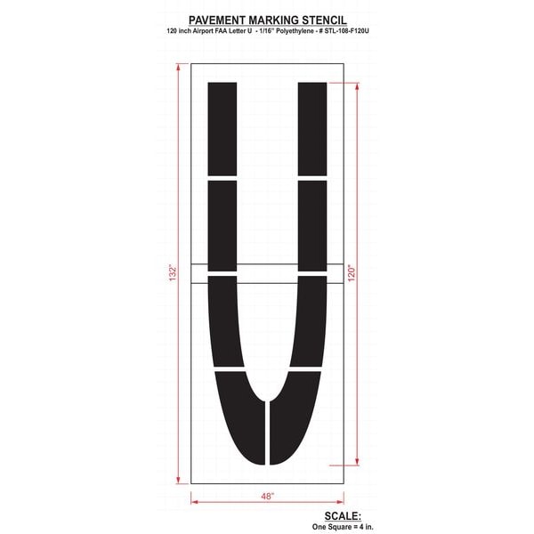 Airport Pavement Stencil,U,120 In