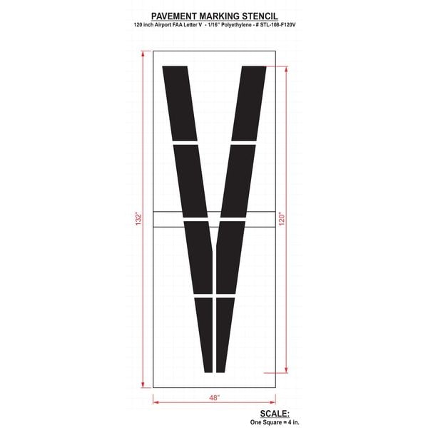 Airport Pavement Stencil,V,120 In