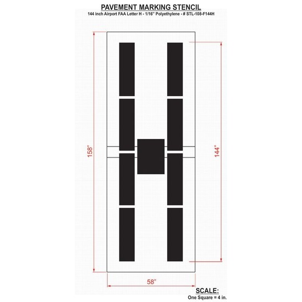 Airport Pavement Stencil,H,144 In