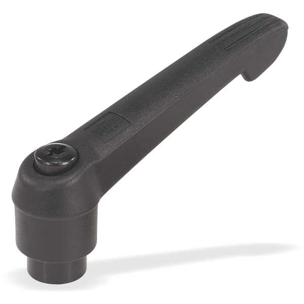 Adjustable Handle Size: 1,, 1/4-20, Plastic, Black RAL 7021, Comp: Steel