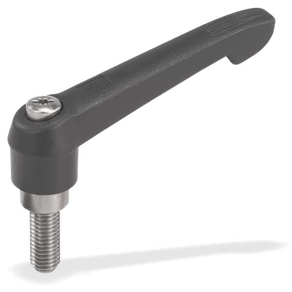 Adjustable Handle Size: 5, 1/2-13X35, Plastic, Black RAL 7021, Comp: Steel