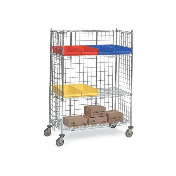 Wire Cart 3-Sided,24 In. W,48 In. L