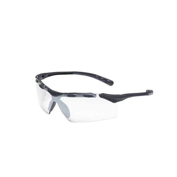 Safety Glasses, Enticer, Light Gray Anti-Scratch Lens, Polycarbonate, Black Frameless, Wraparound