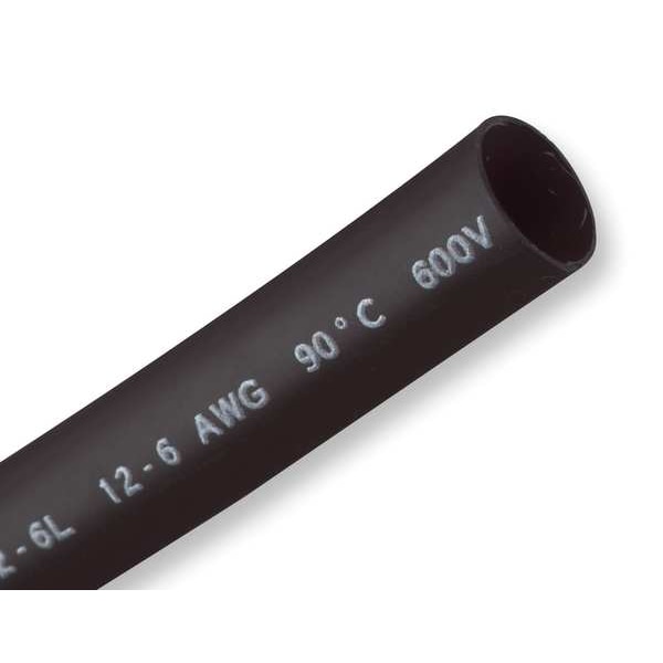 Shrink Tubing,0.187in ID,Black,6in,PK20