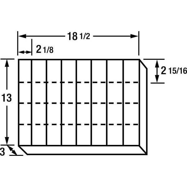 Adjustable Compartment Box With 8 To 32 Compartments, Plastic, 3 In H X 18 1/2 In W