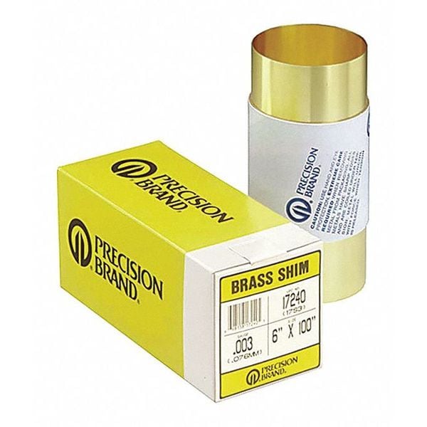 PRECISION BRAND 17515 Shim Stock,Roll,Brass,0.0250 In,6 In