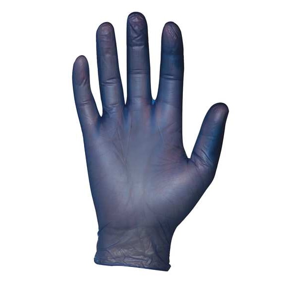 Disposable Gloves, Vinyl, Powder Free, Blue, L, 100 PK