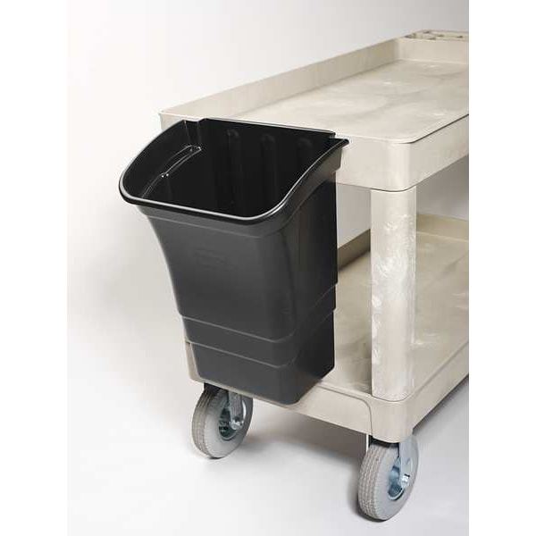 Plastic Dual-Handle Utility Cart With Lipped Plastic Shelves, (2) Raised, 4 Shelves, 300 Lb