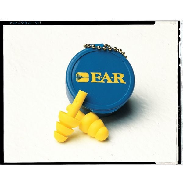 Reusable Uncorded Ear Plugs, Flanged Shape, 27 DB, 100 Pairs, Yellow