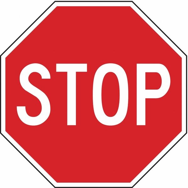 Traffic Sign,18 X 18In,WHT/R,Stop,Text