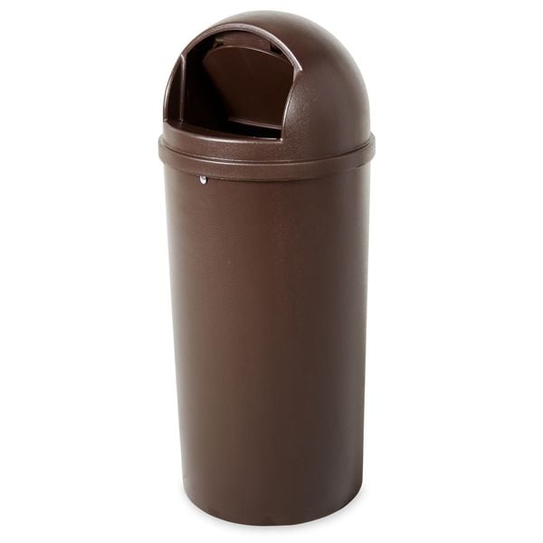 15 Gal Round Trash Can, Brown, 15 1/4 In Dia, Swing, Plastic