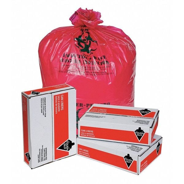Hospital Isolation Bags,44 Gal.,Red,PK25
