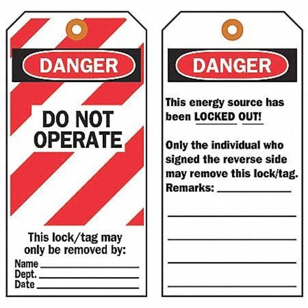 Danger Tag, Danger - Do Not Operate, Polyester, Write-On Surface, 5 3/4 In High, 3 In Wide, 25 Pack