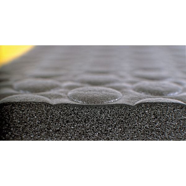 Antifatigue Mat, Black/Yellow, 6 Ft. L X 3 Ft. W, PVC, Bubble Surface Pattern, 1/2 Thick