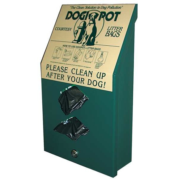 15-1/2 Green Aluminum, PetWaste Bag Dispenser