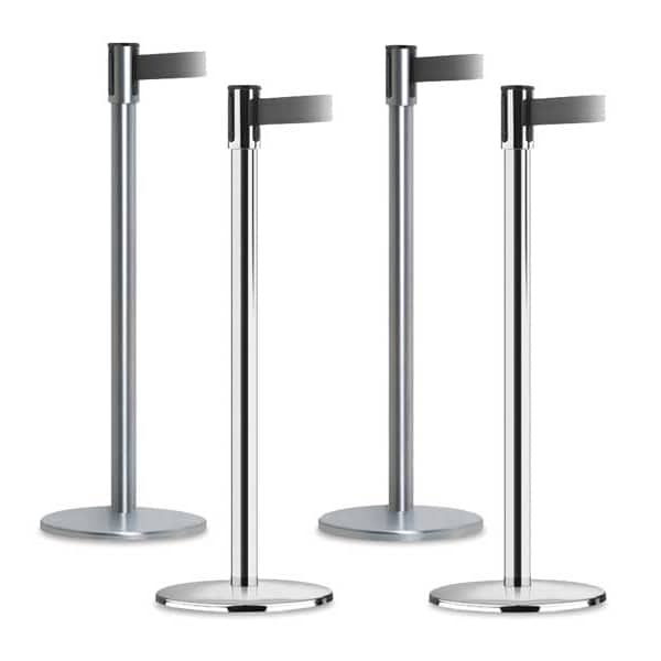 Barrier Post W/ Belt,38 In. H,Metal Base