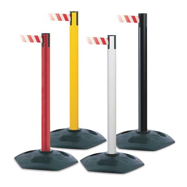 Barrier Post With Belt,PVC,White