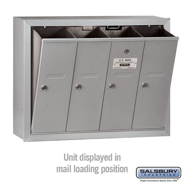 Vertical Mailbox, Aluminum, Powder Coated, 4 Doors, Surface, -