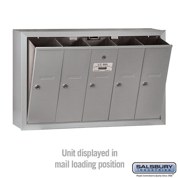 Vertical Mailbox, Aluminum, Powder Coated, 5 Doors, Surface, -