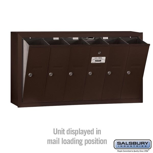 Vertical Mailbox, Bronze, Powder Coated, 6 Doors, Surface, -