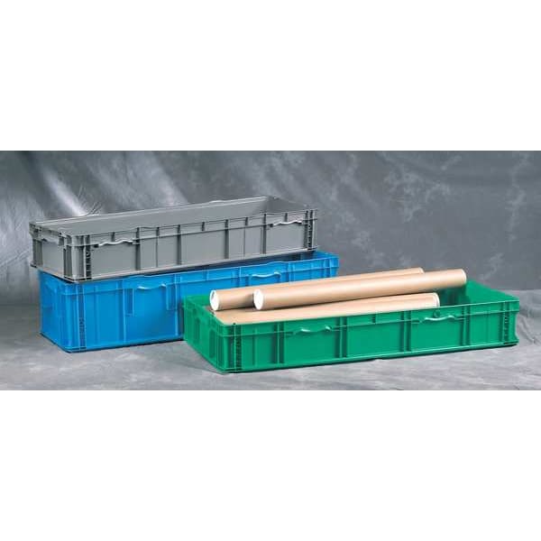 Straight Wall Container, Blue, Plastic, 48 In L, 15 In W, 10 3/4 In H, 3.5 Cu Ft Volume Capacity