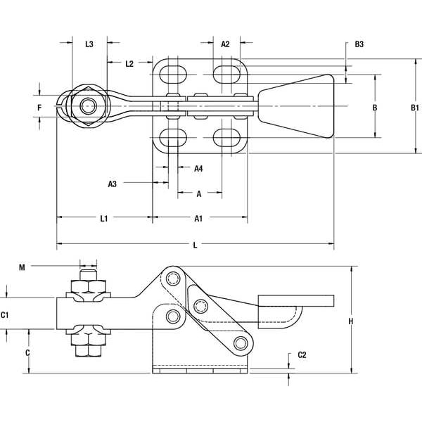 Toggle Clamp,Horiz,SS,1.06 In,2.75 In