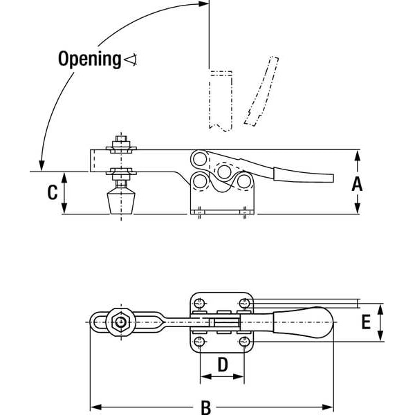 Toggle Clamp,Horiz,0.67 In,2.66 In