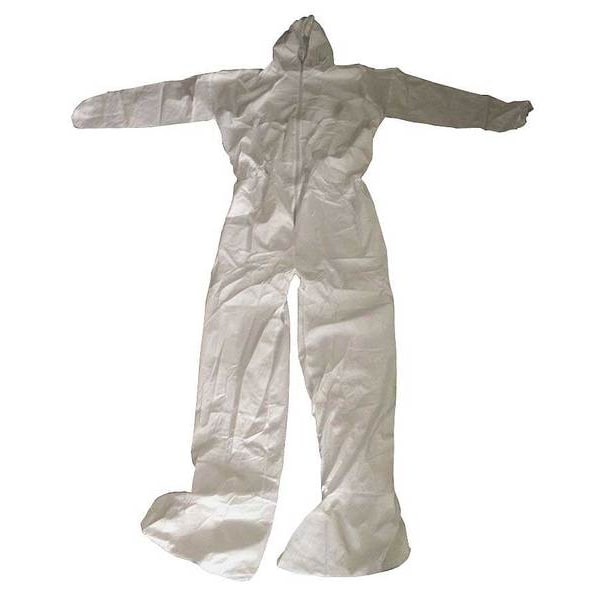 Hooded Disposable Coveralls, 6 PK, White, Microporous Film Laminate, Zipper