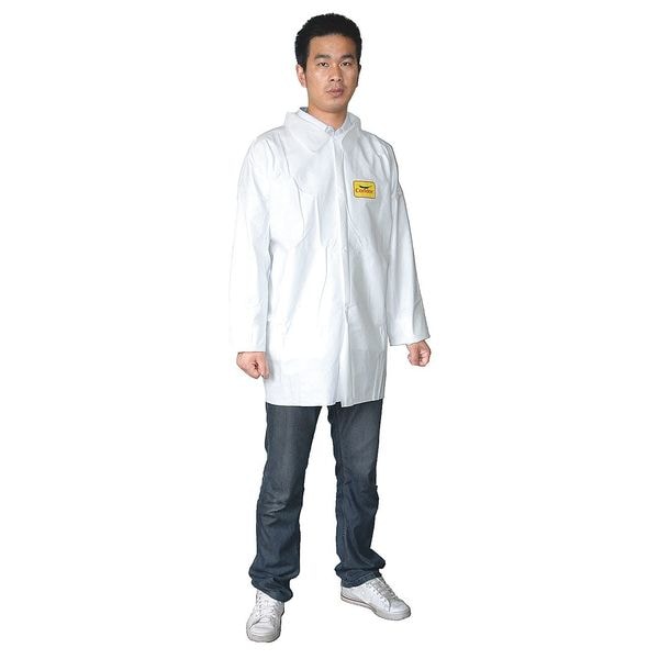 Disposable Shirt , 3XL , White , Snap Front