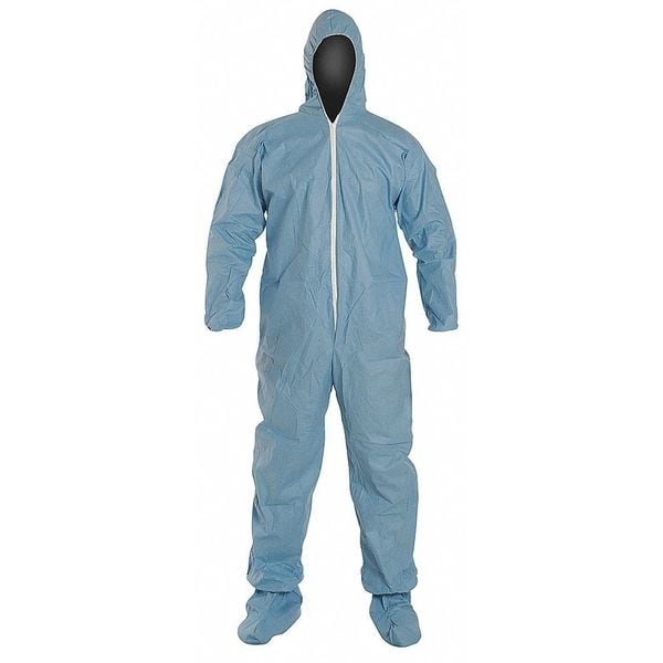 Flame Resistant Coverall W/Hood And Boots, Sky Blue, Tempro, 5XL