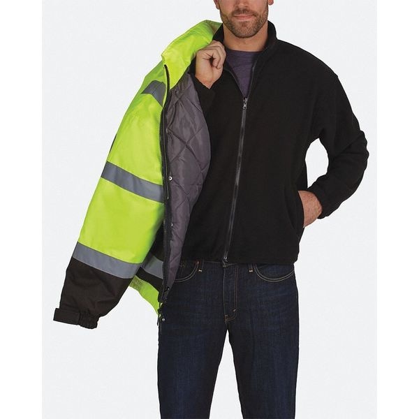 High-visibility Yellow/Black Class 3 Bomber With Fleece Jacket Jacket Size M