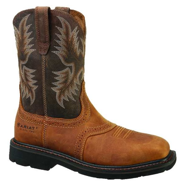 Size 9EE Men's Western Boot Steel Work Boot, Aged Bark