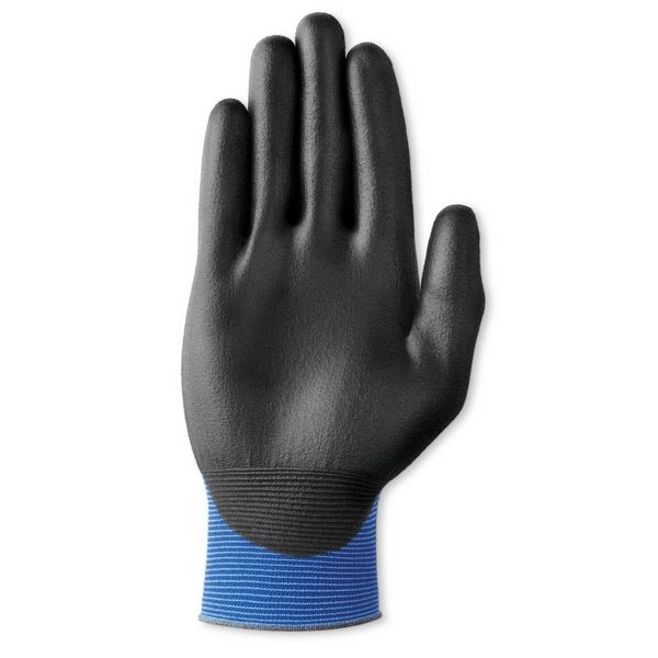 Polyurethane Coated Gloves, Palm Coverage, Blue, 10, PR