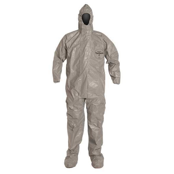 Hooded Chemical Resistant Coveralls, Gray, Zipper