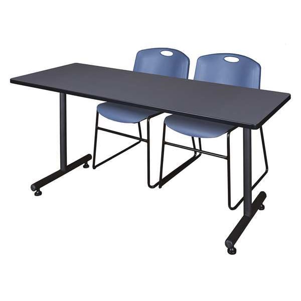 Rectangle Kobe Training Tables, 60 X 24 X 29, Wood, Metal Top, Grey