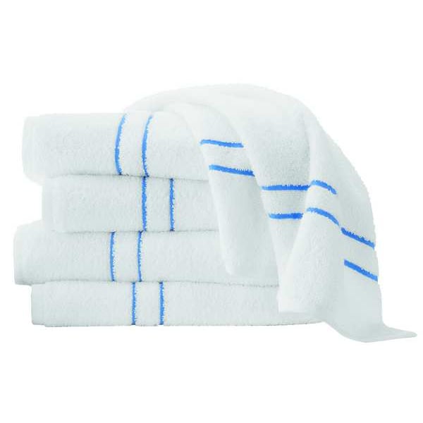 Pool Towel,White W/Blue Dobby,PK12