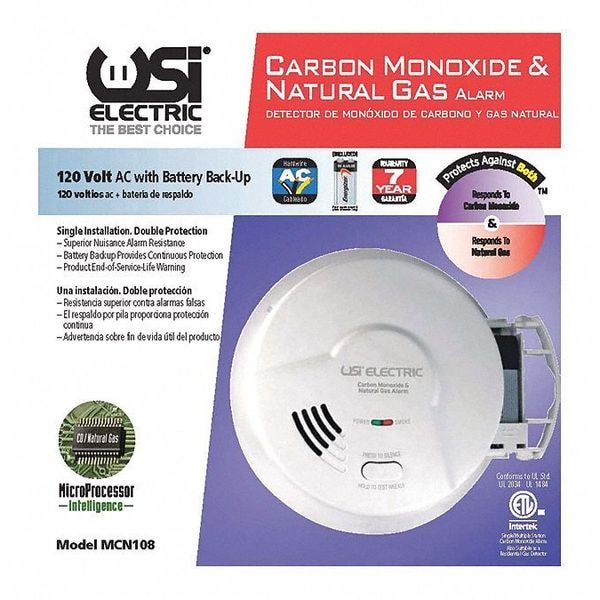 Carbon Monoxide And Gas Alarm, Semiconductor Sensor, 85 DB @ 10 Ft Audible Alert