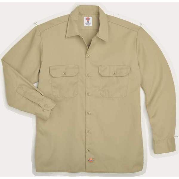 Long Sleeve Work Shirt,Twill,Khaki,3X