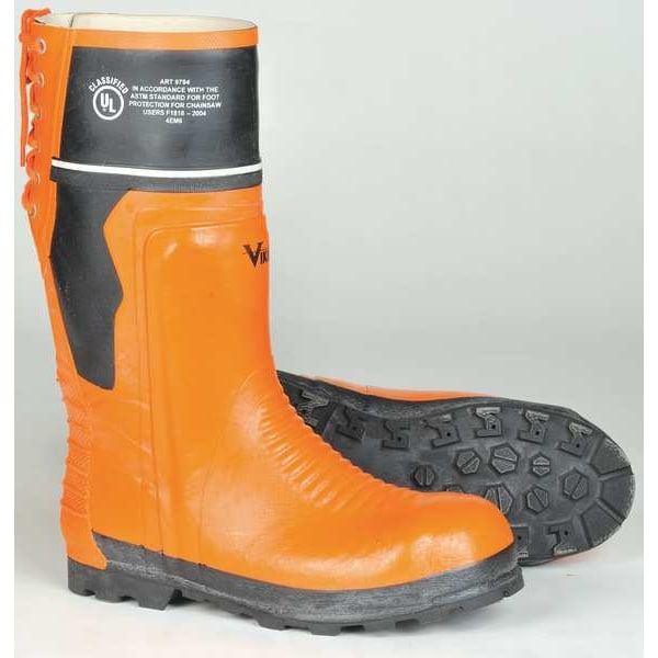 Size 8 Unisex Steel Rubber Boot, Orange/Black