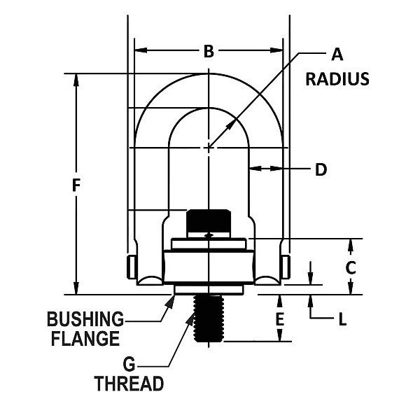 Hst Rng,Bolt-On,1/2-13in,28 Ft.-lb,3/4in