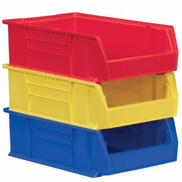 Storage Bin, Plastic, 12 3/8 In W, 6 In H, 20 In L, Blue