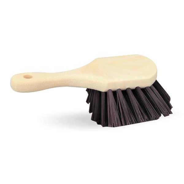 4 1/4 In W Utility Brush, Stiff, 8 1/2 In L Handle, 4 1/2 In L Brush, Brown, Plastic